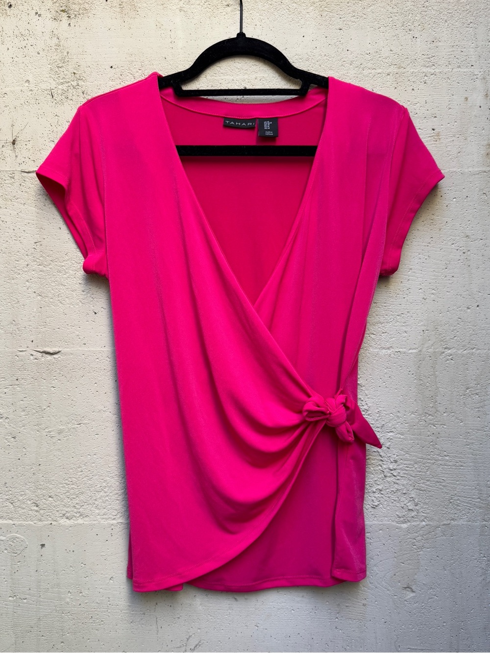 Tahari hot pink wrap top